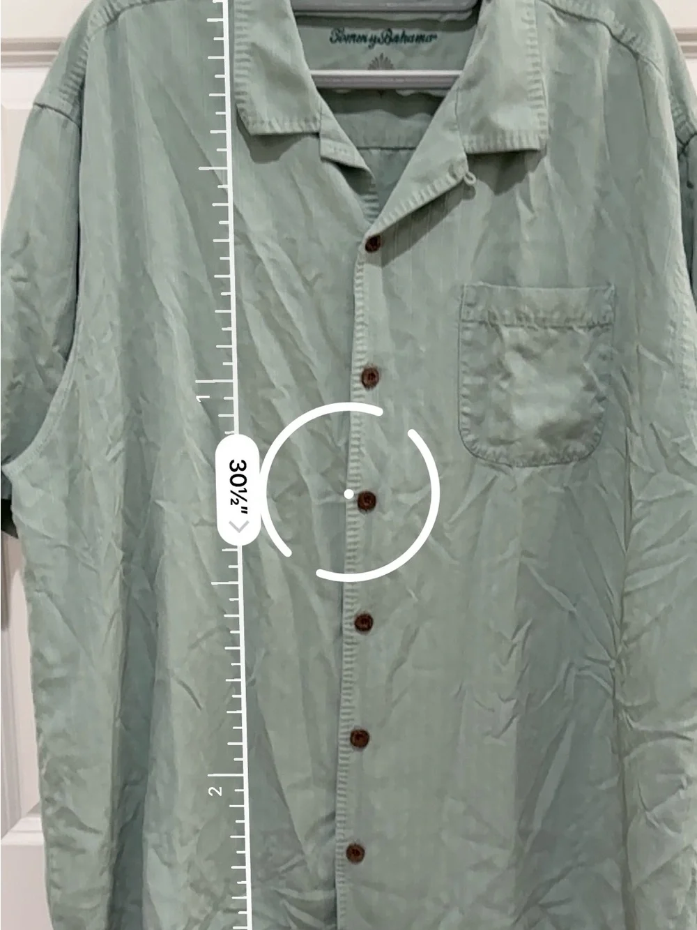 Tommy Bahama Men's Short-Sleeve Button-Up Shirt Sage Green 100% Silk Size XL/TG